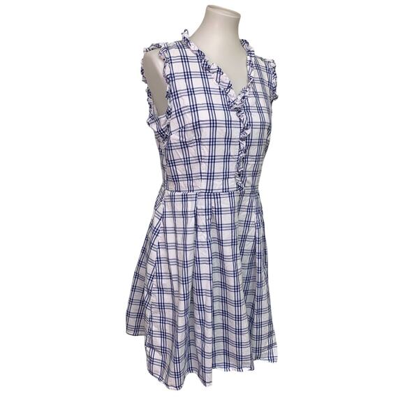 Be By Chetta B Womens Size 10 Plaid Sleeveless Ruffled Side Zip Fit Flare Dress - Picture 1 of 7